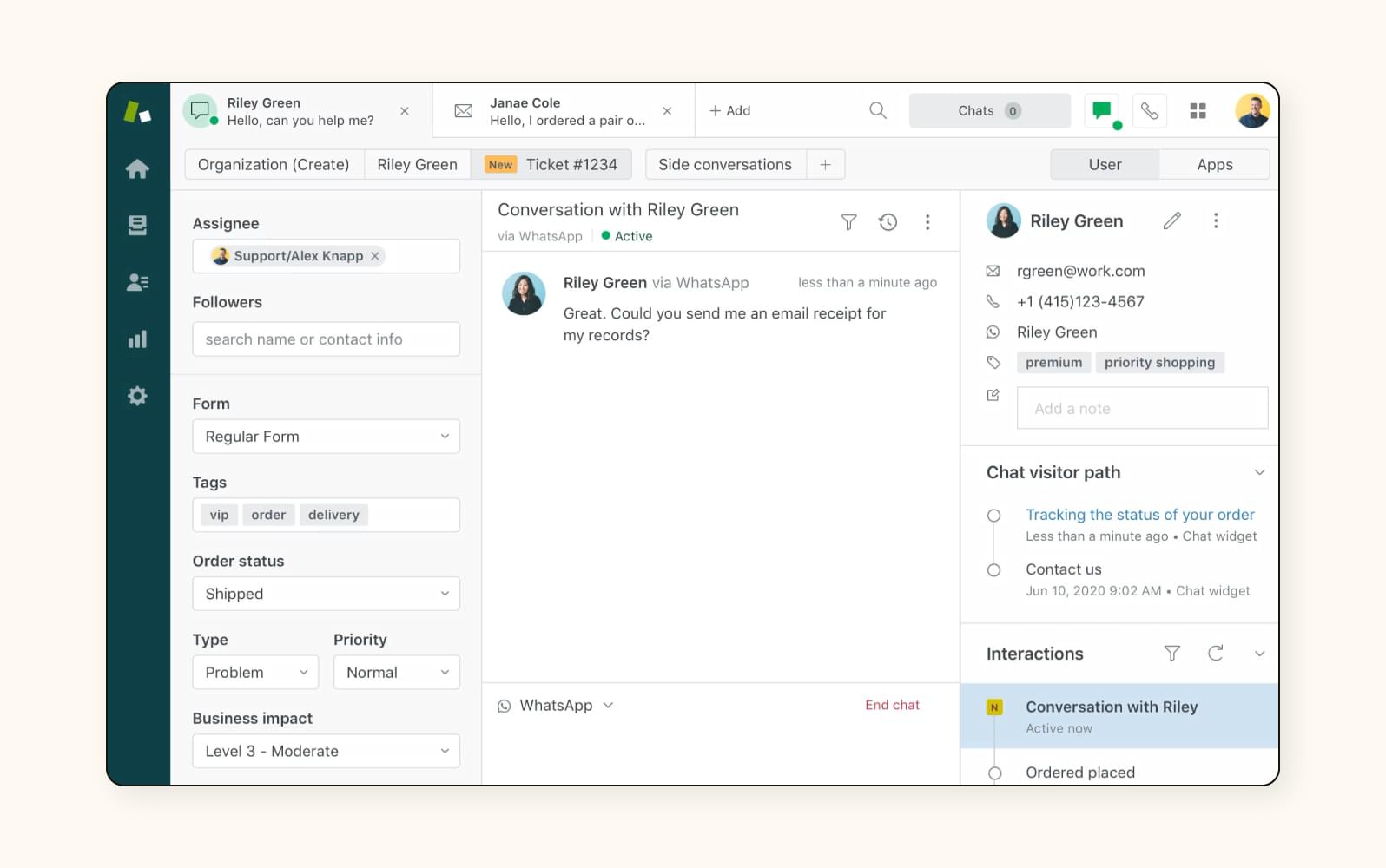 Una imagen de producto del software de experiencia del cliente con tecnología de IA de Zendesk.